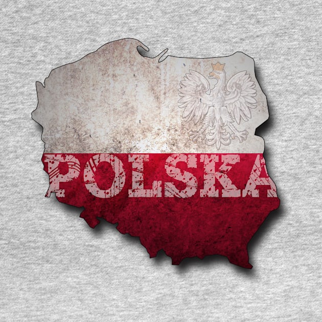 Poland Outline in Grunge Style Polska Eagle by printjobz